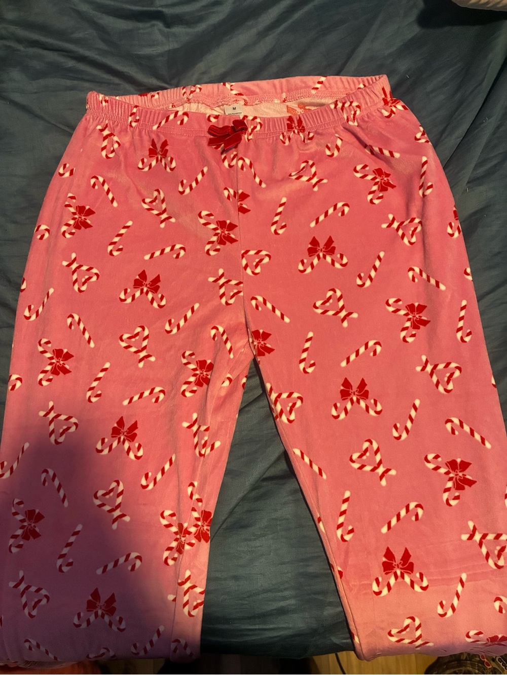 Women Pink Candy Cane Print Pajama Pants
